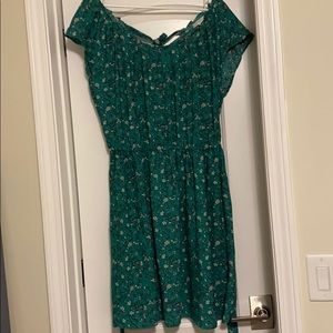 Green with white flowers dress